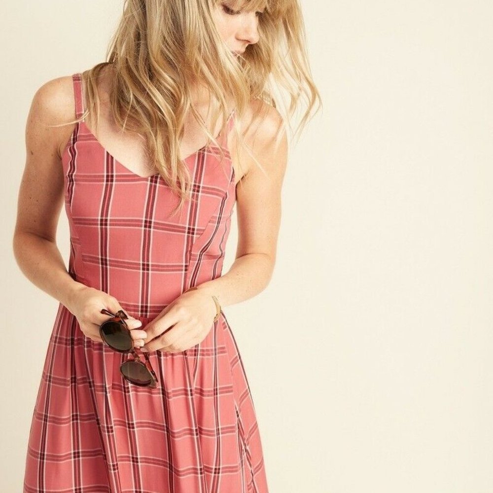 Plaid Fit & Flare Cami Midi for women dress